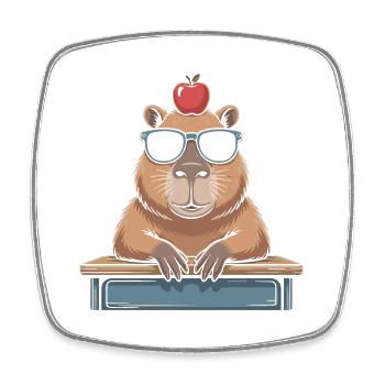 cute capybara - Square fridge magnet - white - Front