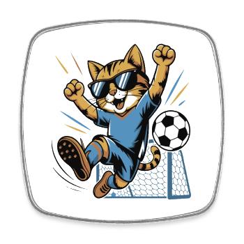 Cat kicker Cheers in goal - Square fridge magnet - white - Front