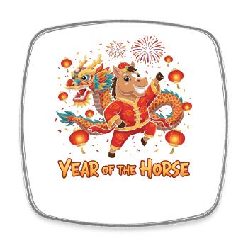 Année du Cheval 2026 – Nouvel An chinois pour K - Magnet carré - blanc - Devant