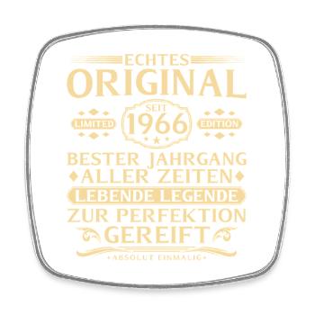 60. Geburtstag Echtes Original seit 1966 - Viereckiger Kühlschrankmagnet - Weiß - Vorne