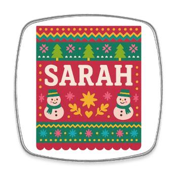 Sarah Christmas Snowman Festive Art  - Square fridge magnet - white - Front