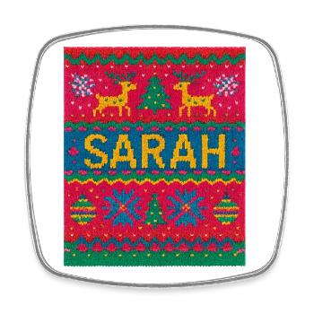 Sarah Christmas Knit Doormat - Square fridge magnet - white - Front