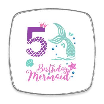 Birthday Mermaid – 5 Jahre Design - Viereckiger Kühlschrankmagnet - Weiß - Vorne