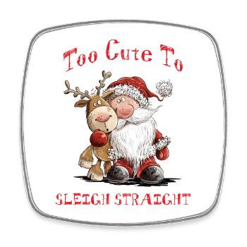 Too Cute To Sleigh Straight Santa Reindeer X-Mas - Square fridge magnet - white - Front