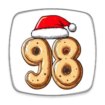 98 Number Biscuit Christmas - Square fridge magnet - white - Front