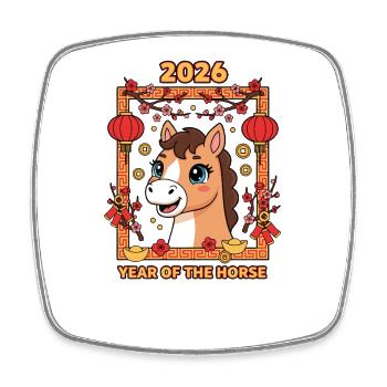 Année du Cheval 2026 – Nouvel An chinois pour K - Magnet carré - blanc - Devant