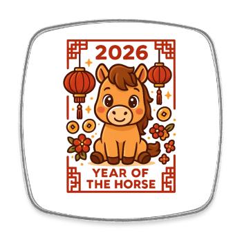 Année du Cheval 2026 – Nouvel An chinois pour K - Magnet carré - blanc - Devant