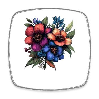 Colorful Flower Blossom Neon Palette - Square fridge magnet - white - Front