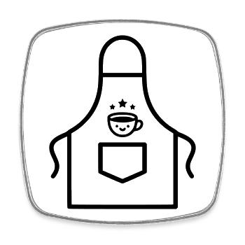 Cute Barista Apron Kawaii Vector - Square fridge magnet - white - Front