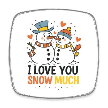 Amour romantique de bonhomme de neige – Motif hivernal - Magnet carré - blanc - Devant