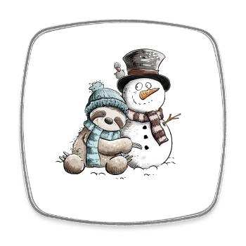 Sloth & Snowman I Winter Friends Christmas - Square fridge magnet - white - Front