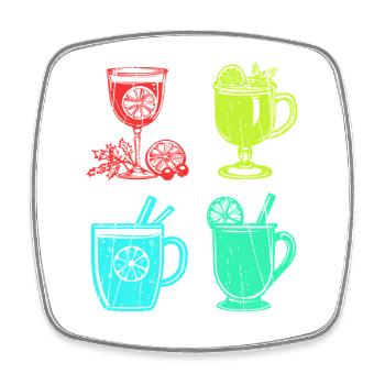 Santa Claus Mulled Wine Christmas - Square fridge magnet - white - Front