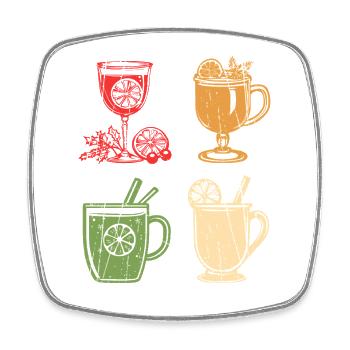 Santa Claus Mulled Wine Christmas - Square fridge magnet - white - Front