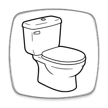 Vecteur sanitaire toilette toilette - Magnet carré - blanc - Devant