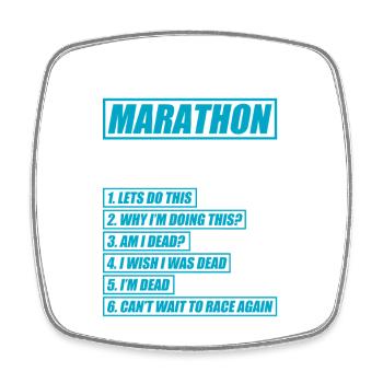 6 Stages of Marathon lustiges Lauf Joggen Läufer - Viereckiger Kühlschrankmagnet - Weiß - Vorne