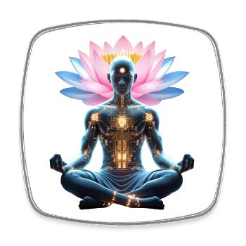 Zen-Cyborg und Leuchtende Lotusblume - Viereckiger Kühlschrankmagnet - Weiß - Vorne