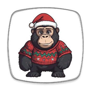 Noël de Noël Gorilla - Magnet carré - blanc - Devant
