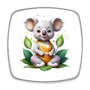 Small koala in a circle of leaves - Square fridge magnet - white - Front