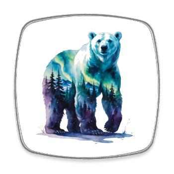Wasserfarbener Polarbär Waldlandschaft - Viereckiger Kühlschrankmagnet - Weiß - Vorne