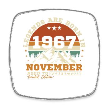 November 1967 Vintage-Retro-Geburtstag - Viereckiger Kühlschrankmagnet - Weiß - Vorne