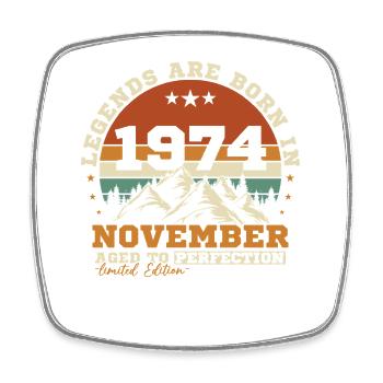 November 1974 Vintage-Retro-Geburtstag - Viereckiger Kühlschrankmagnet - Weiß - Vorne