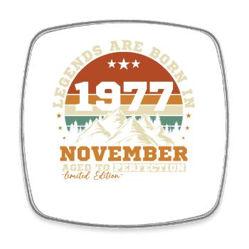Novembre 1977 Vintage Anniversaire Rétro - Magnet carré - blanc - Devant