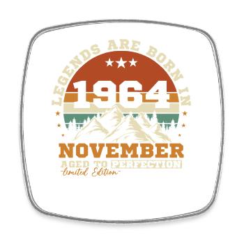 November 1964 Vintage-Retro-Geburtstag - Viereckiger Kühlschrankmagnet - Weiß - Vorne