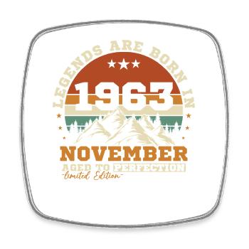 November 1963 Vintage Retro Birthday - Square fridge magnet - white - Front