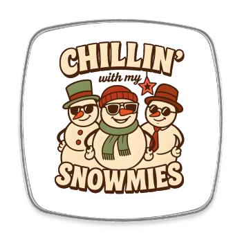 Chillin' with My Snowmies Retro Xmas Style - Square fridge magnet - white - Front