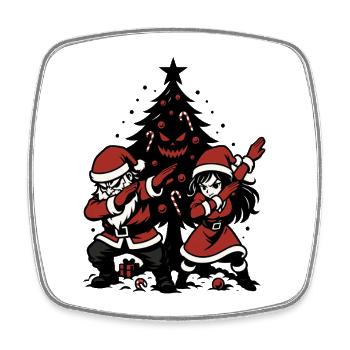 Tamponnement du Père Noël, chemise de couple, drôle - Magnet carré - blanc - Devant