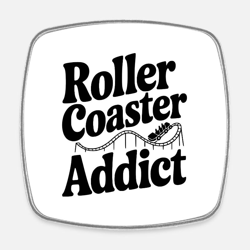 Roller Coaster Addict - Square fridge magnet - white