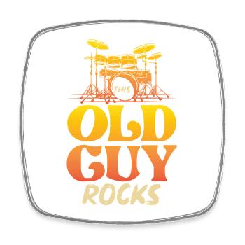Old Man Rocks Drums - Square fridge magnet - white - Front