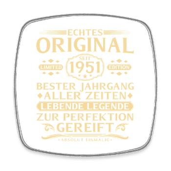 75th birthday Real original since 1951 - Square fridge magnet - white - Front