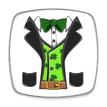 Leprechaun Costume Vest Bow Tie St Patricks Design - Square fridge magnet - white - Front