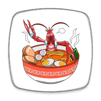 Flusskrebse chillen in scharfer japanischer Ramen-Bowl - Viereckiger Kühlschrankmagnet - Weiß - Vorne