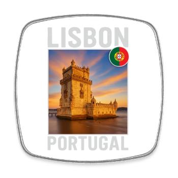 Lissabon - Viereckiger Kühlschrankmagnet - Weiß - Vorne