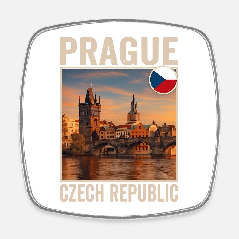 Prague - Magnet carré - blanc
