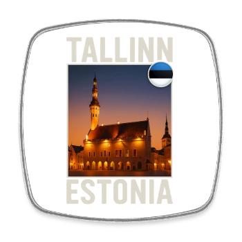 Tallinn Estonia - Square fridge magnet - white - Front