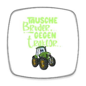 Échanger le frère contre le tracteur - Magnet carré - blanc - Devant