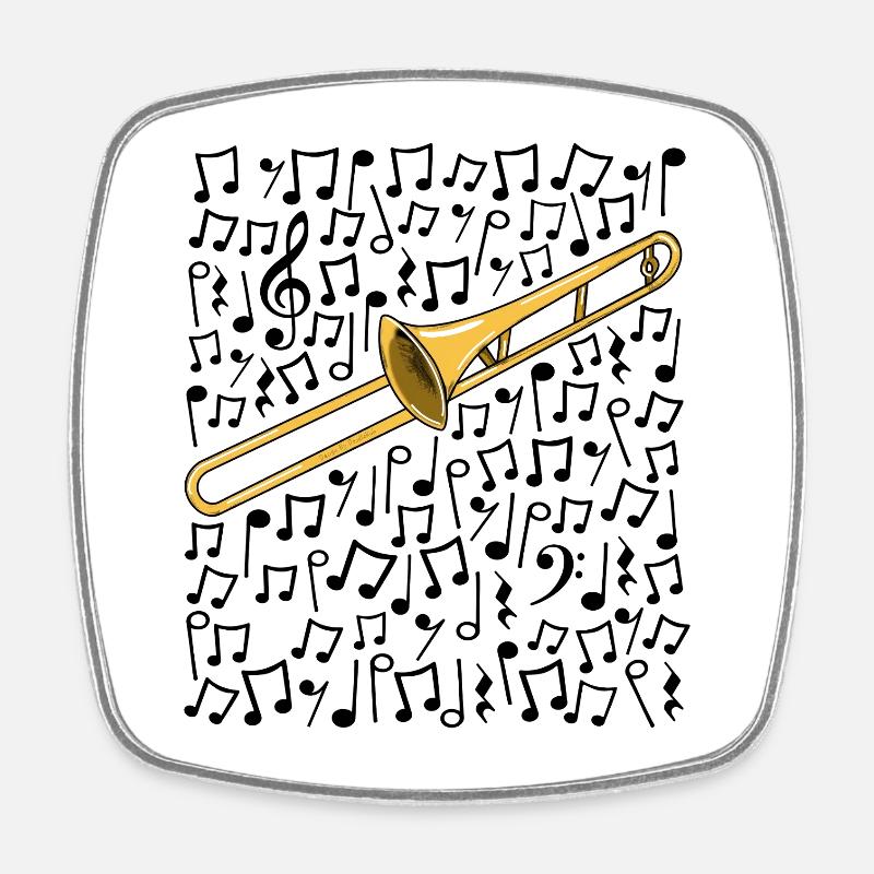 Trombone Musical Notes Trombonist Brass Musician - Square fridge magnet - white