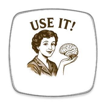 Utilise-le ! Femme vintage avec du cerveau - Magnet carré - blanc - Devant