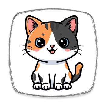 Calico Kitty Charm - Square fridge magnet - white - Front