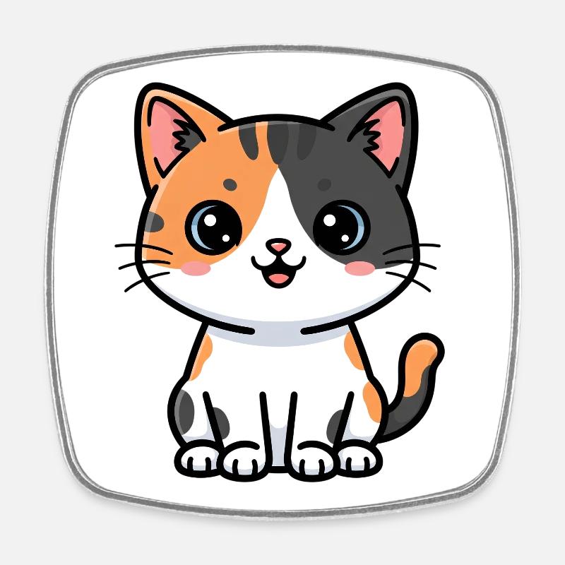 Charme de chaton calicot - Magnet carré - blanc