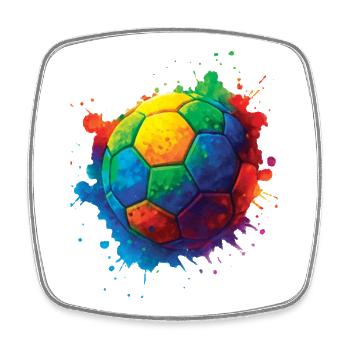Color Splash Multicolor Soccer Ball - Square fridge magnet - white - Front