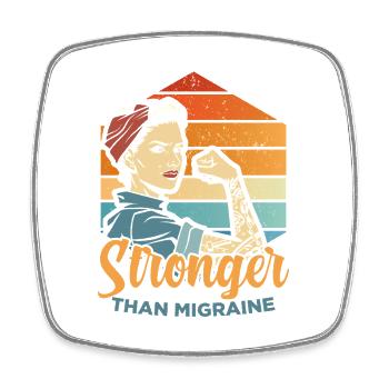 Stronger than Migraine - for the feminist - Square fridge magnet - white - Front