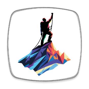 Alpiniste au sommet - Magnet carré - blanc - Devant