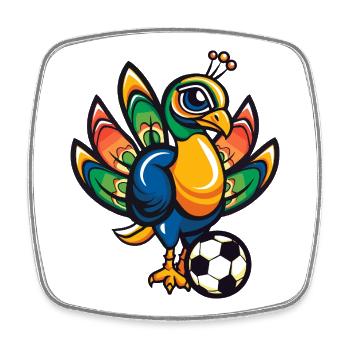 Bunter Fußball-Truthahn Pfau - Viereckiger Kühlschrankmagnet - Weiß - Vorne