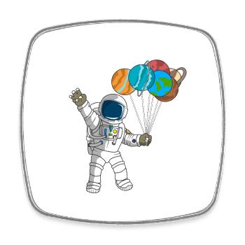 Astronaut Outer Space 3rd Birthday Planet Balloons - Square fridge magnet - white - Front