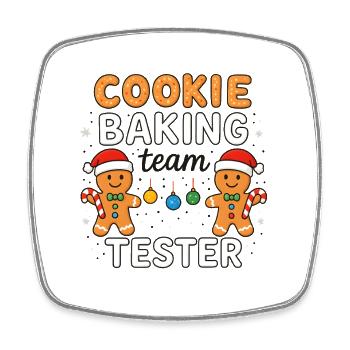 Cookie Baking Team Tester - Lustiges Xmas Design - Viereckiger Kühlschrankmagnet - Weiß - Vorne