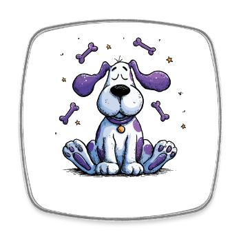 Chien de l’Espace avec Étoile d’Os - Magnet carré - blanc - Devant